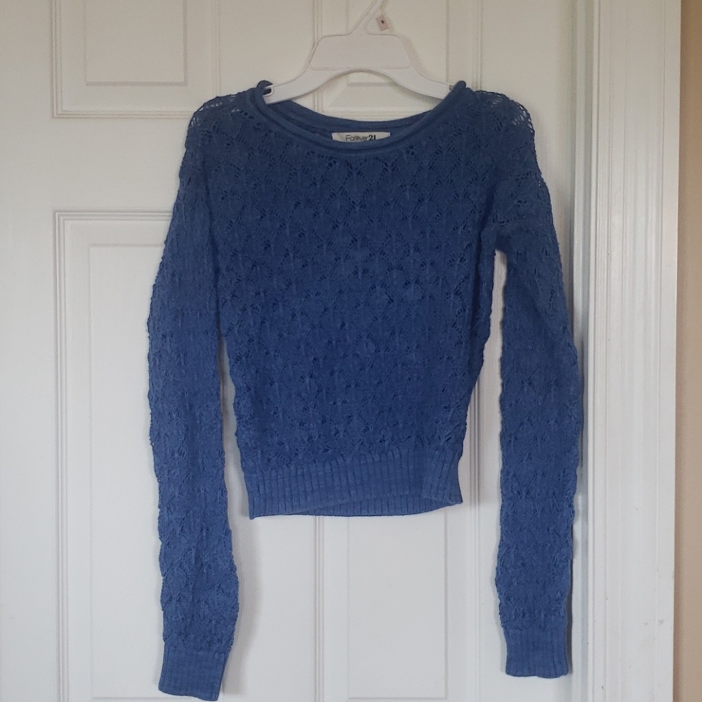 Blue crochet sweater
